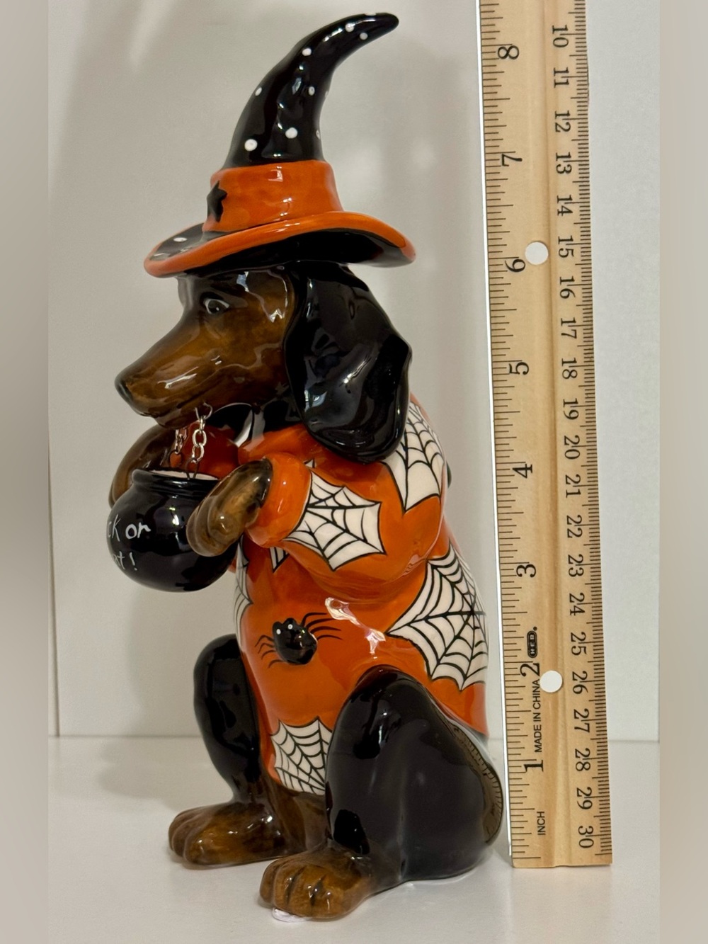 Blue Sky Clayworks  Halloween Dachshund Witch Trick-or-Treat Figurine NWT - Picture 10 of 11